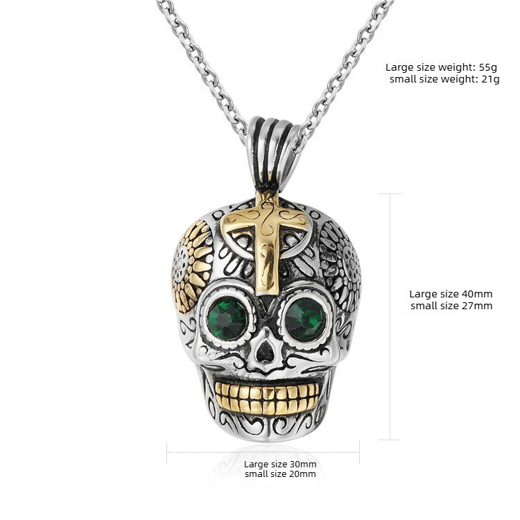 Day of the Dead Skull Titanium Steel Pendant Necklace