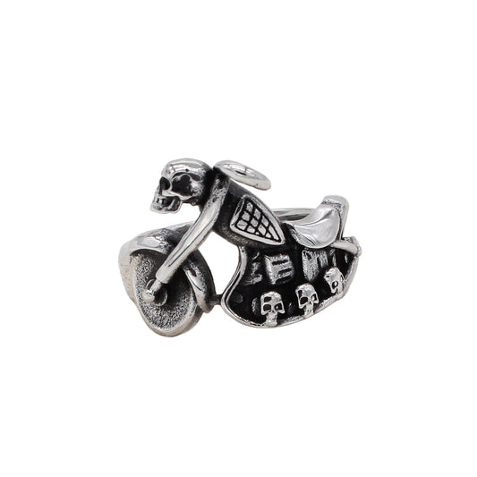 Planderful Locomotive Skull Ring Titanium Steel For Men And Unisex Motorcycle Enthusiasts Bold Protection Statement
