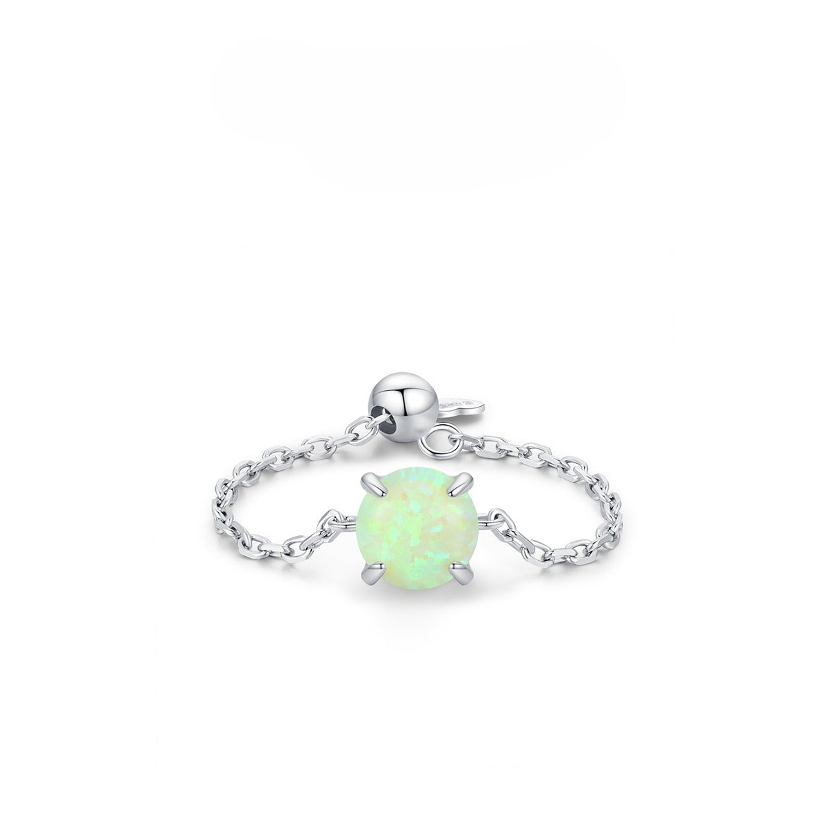 925 Sterling Silver Opal Geometric Ring