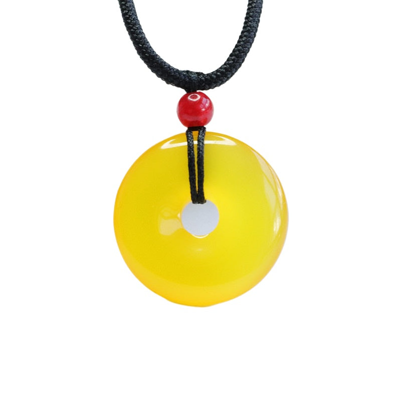 Yellow Chalcedony Peace Buckle Pendant