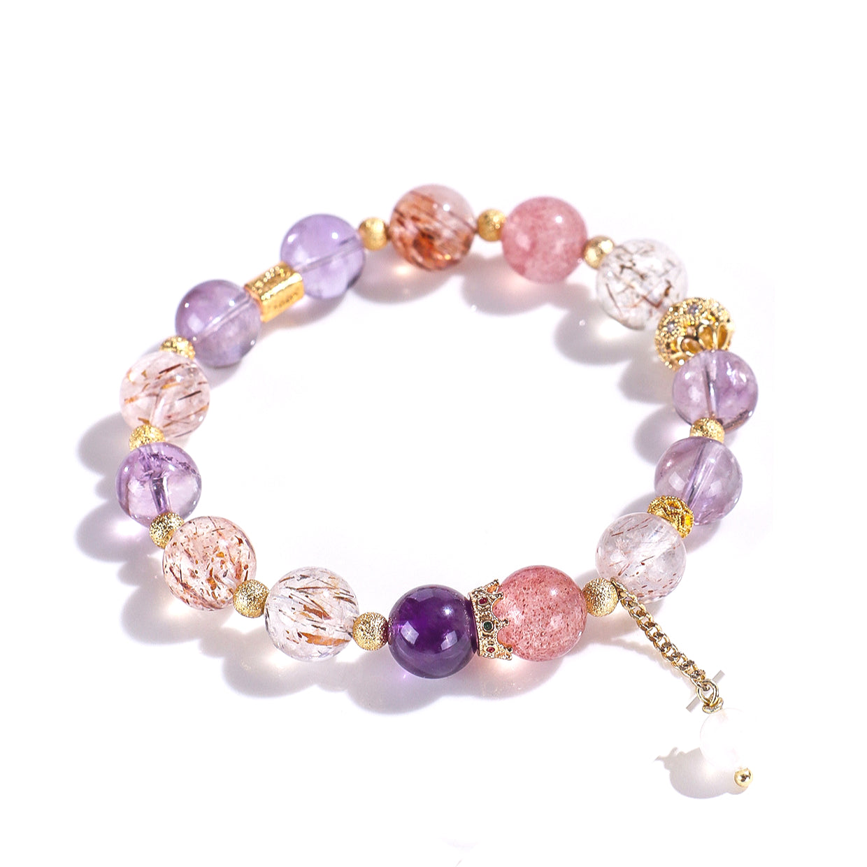 Planderful Fortune's Favor Bracelet – Elegant Amethyst and Strawberry Crystal Design