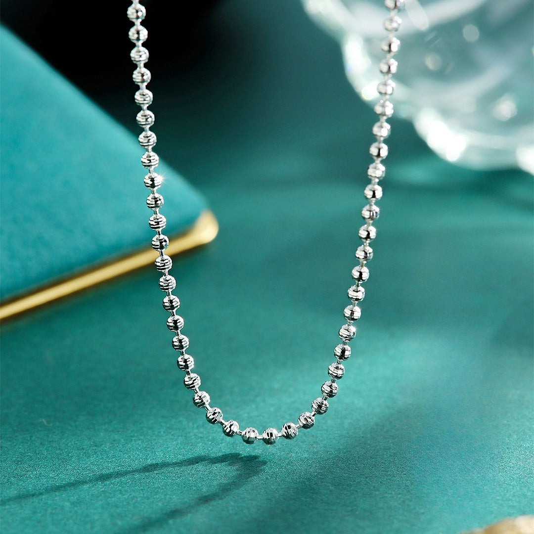 S925 Sterling Silver Laser Bead Necklace