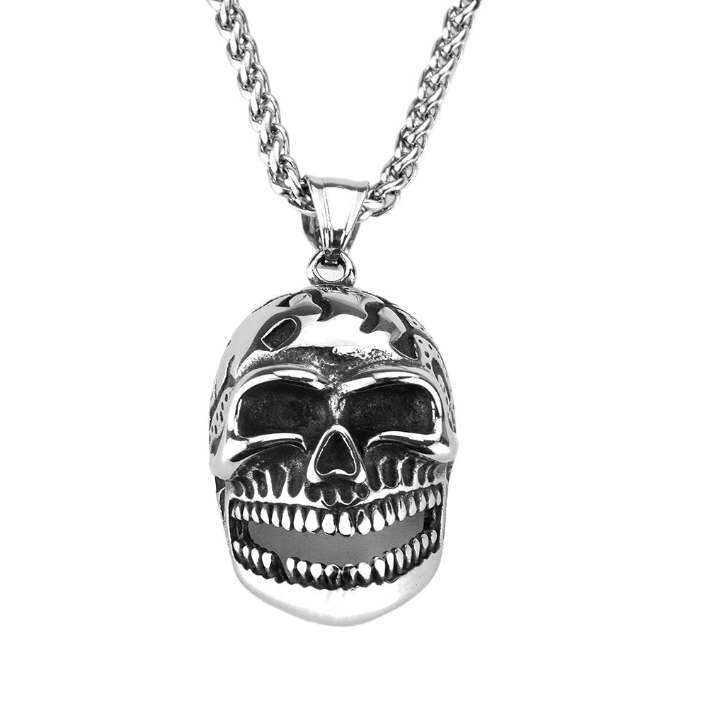 Domineering Titanium Steel Skull Demon Claw Pendant Necklace