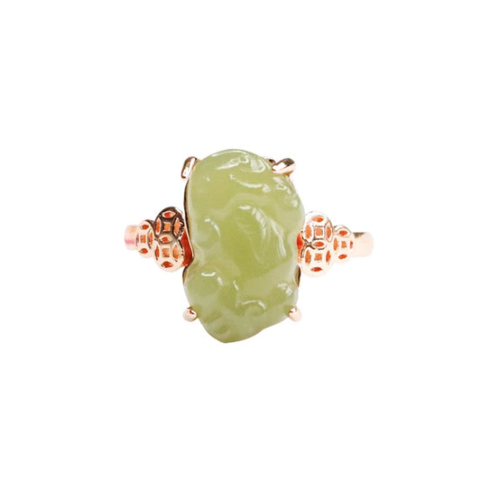 Hetian Jade Pixiu Coin Ring