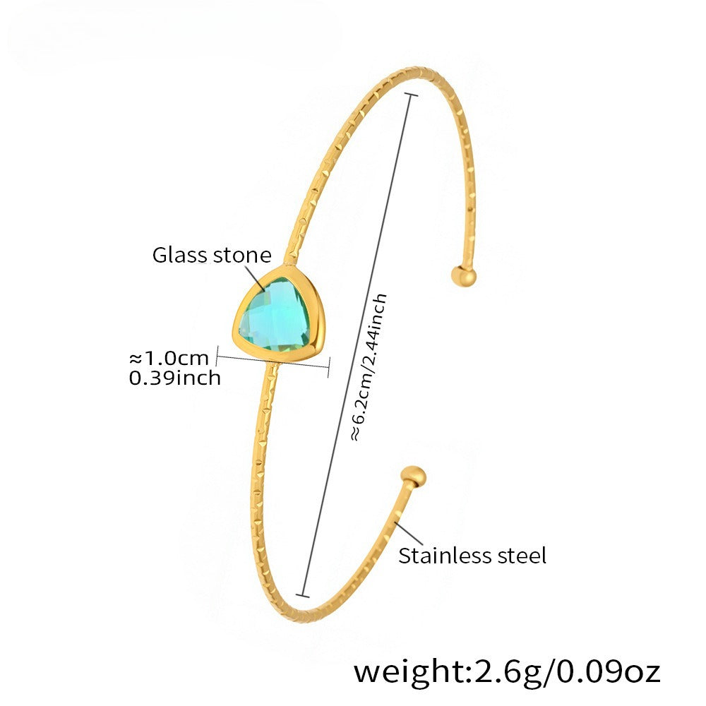 Planderful Genie Czech Glass Open Bracelet Women 18K Gold