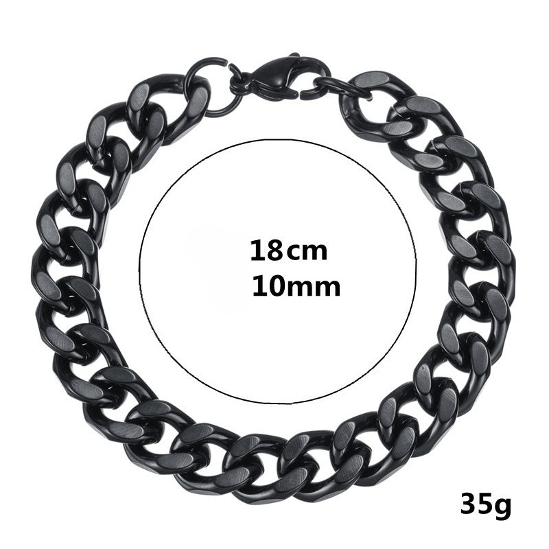 Planderful Cuban Link Bracelet 10mm Steel Polished Unisex Hip Hop Streetwear Accessory