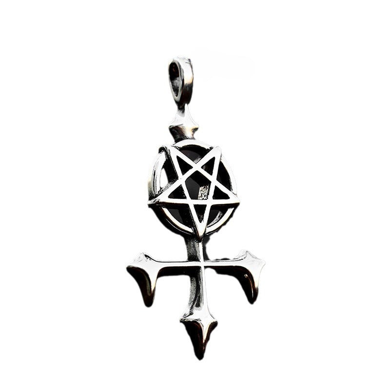 Custom Retro Titanium Steel Cross Pendant for Men - Unique Star Design Jewelry Manufacturer