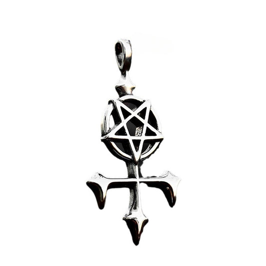 Custom Retro Titanium Steel Cross Pendant for Men - Unique Star Design Jewelry Manufacturer