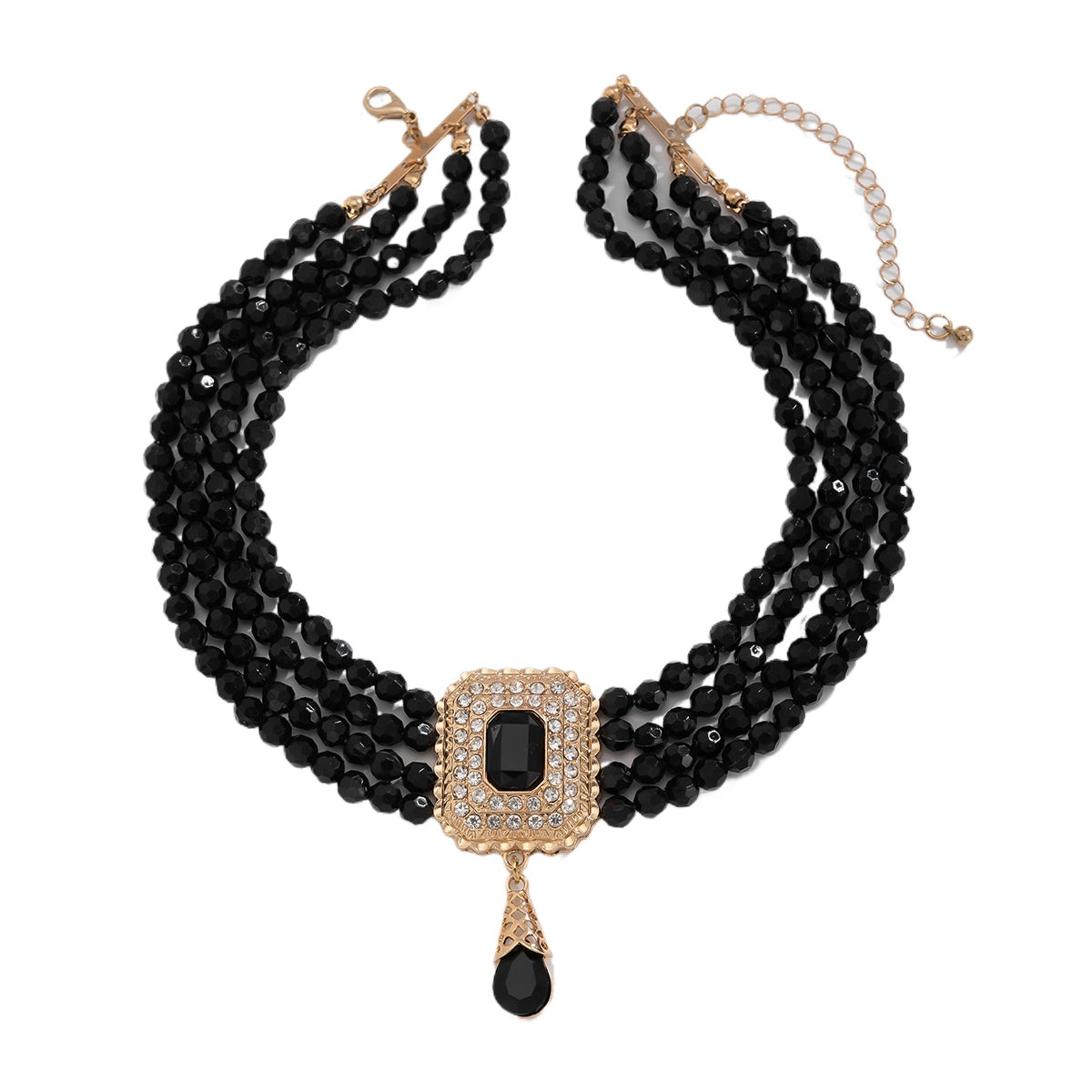 French Crystal Square Layered Choker