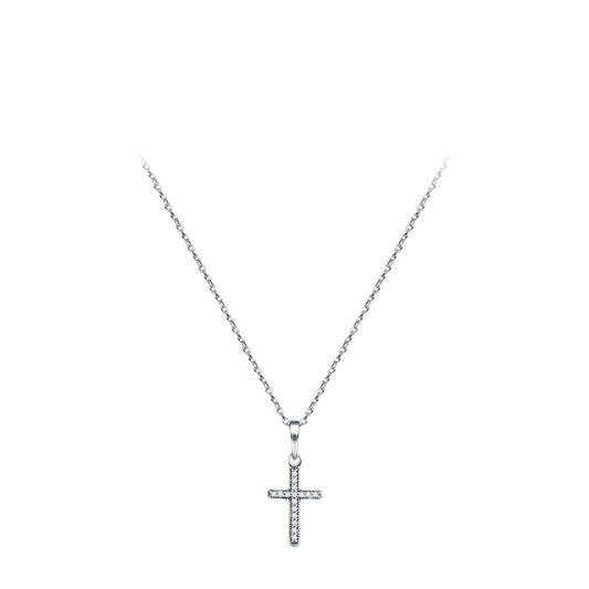 S925 Sterling Silver Zircon Cross Necklace for Women - Elegant Everyday Genie Collection
