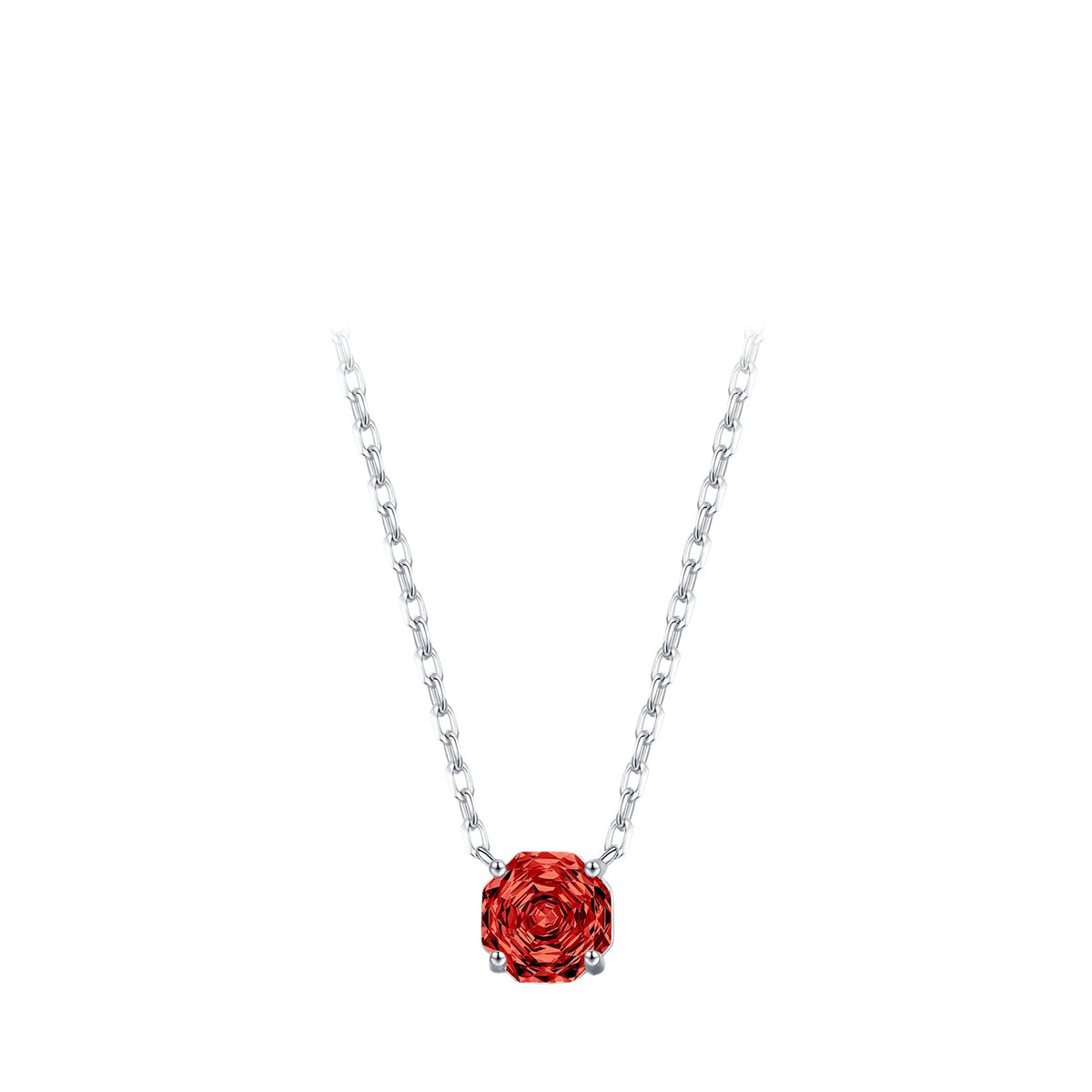 925 Sterling Silver Multicolor Octagonal Rose-Cut Zircon Necklace