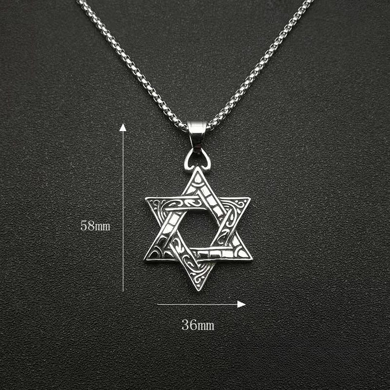Steel Necklace – Elegant Double-Sided Hexagram Pendant For Men, Everyday Accessory By Planderful
