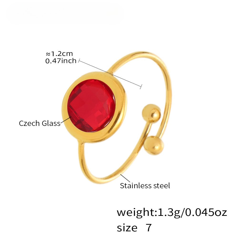 Planderful Crystal Glass Ring Women 18K Gold Plated Luxurious