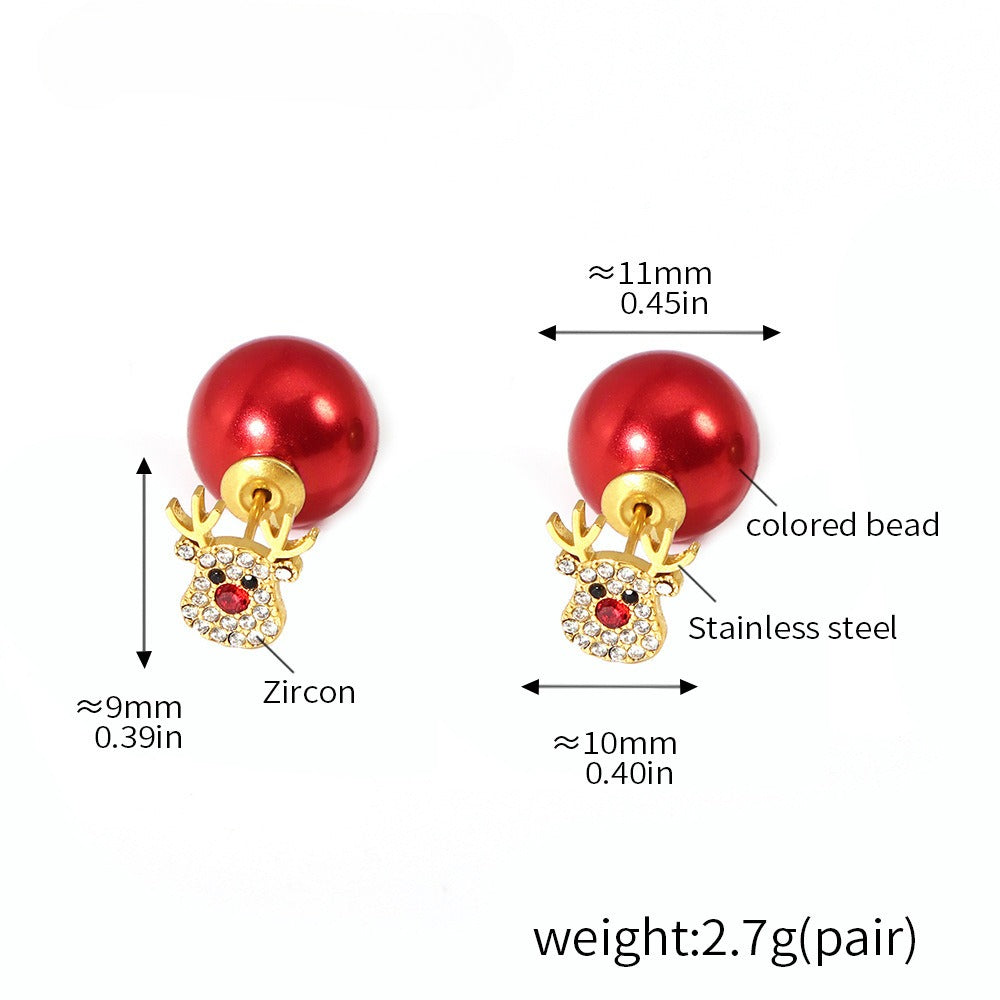 Planderful Stainless Steel Zircon Christmas Tree Earrings