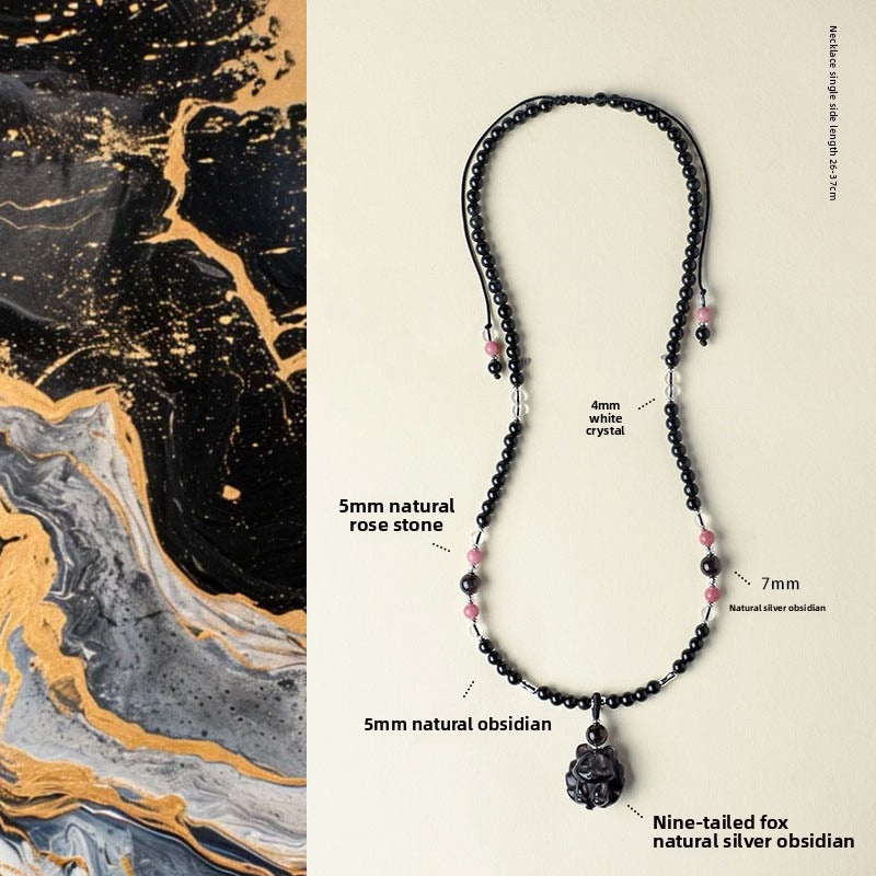Aquamarine Obsidian Pendant Necklace