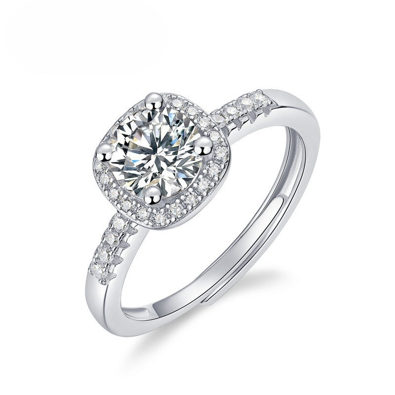 Planderful Classic Moissanite Sterling Silver Ring – 6.5 × 6.5 mm, 1 ct – Style 14