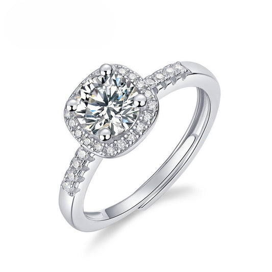 Planderful Classic Moissanite Sterling Silver Ring – 6.5 × 6.5 mm, 1 ct – Style 14