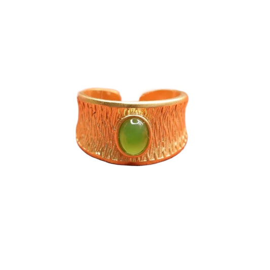 Hetian Jasper Signet-Style Ring