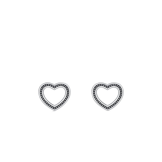 Heart Shaped Sterling Silver Earrings with Retro Design