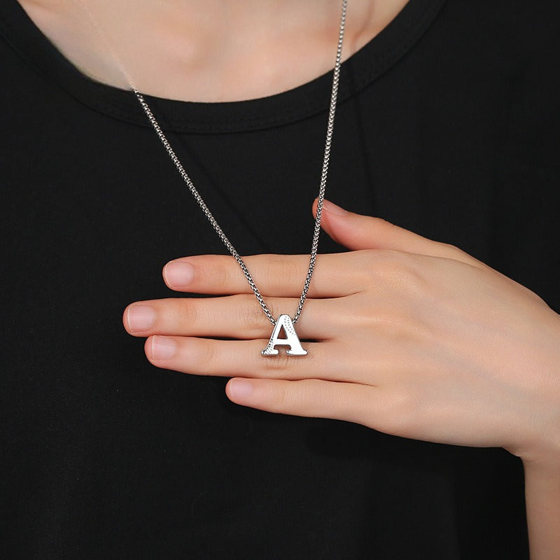 Glossy Letter Stainless Steel Pendant Necklace