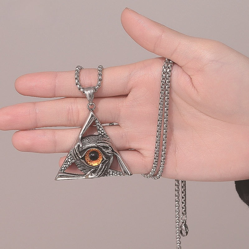 Stainless Steel Necklace - Vintage Punk Devil Eye Pendant for Everyday Wear and Gift Idea