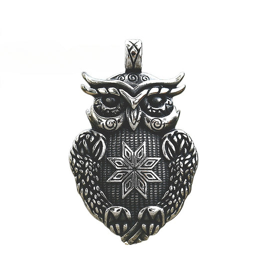 Retro Titanium Steel Owl Pendant for Men - Hot-Selling Personalized Jewelry by Planderful