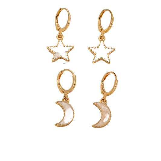 Planderful Vienna Verve Earrings Set – Fashionable Star Moon Design