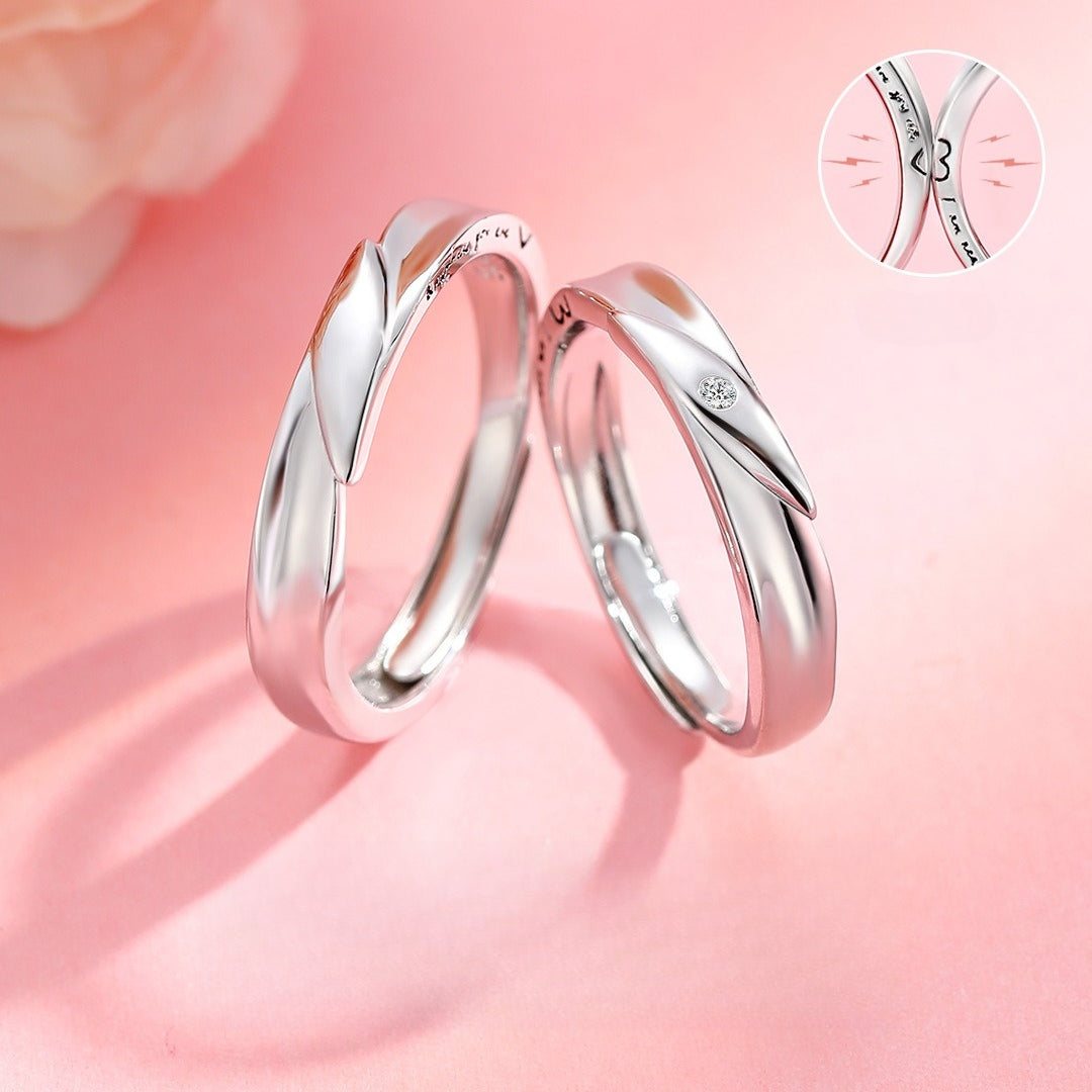 Planderful Jewelry Sterling Silver Couple Ring Magnetic Closure Adjustable Comfort Fit