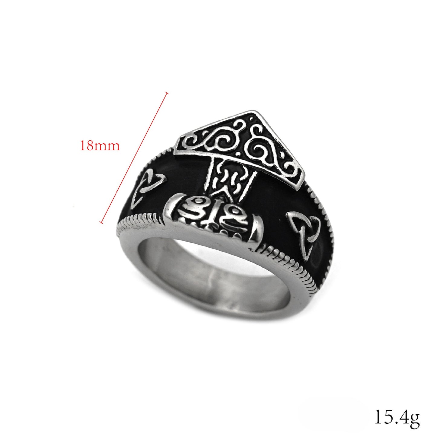 Planderful Viking Rune Ring Stainless Steel Unisex Protection Symbol Triangle Knot Bold Ring For Men And Women