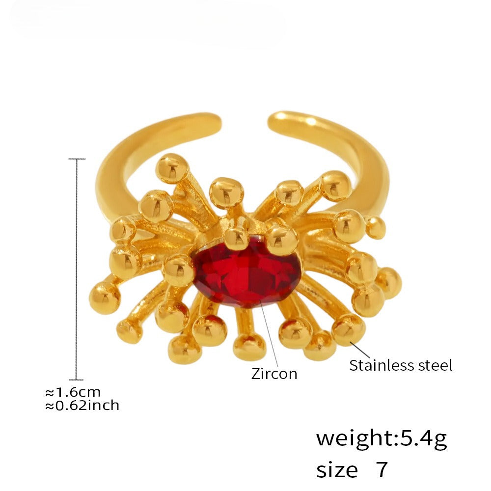 Planderful Stamen Zircon Opening Ring Stud Earrings For Her
