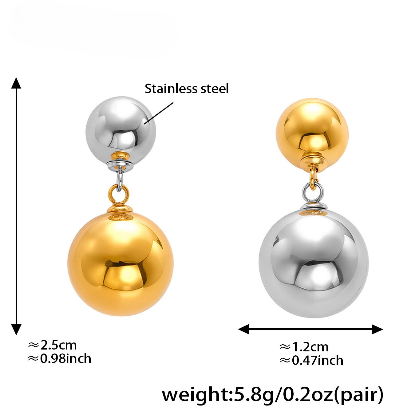 Planderful Hollow Ball Earrings 18K Gold Plated For Women