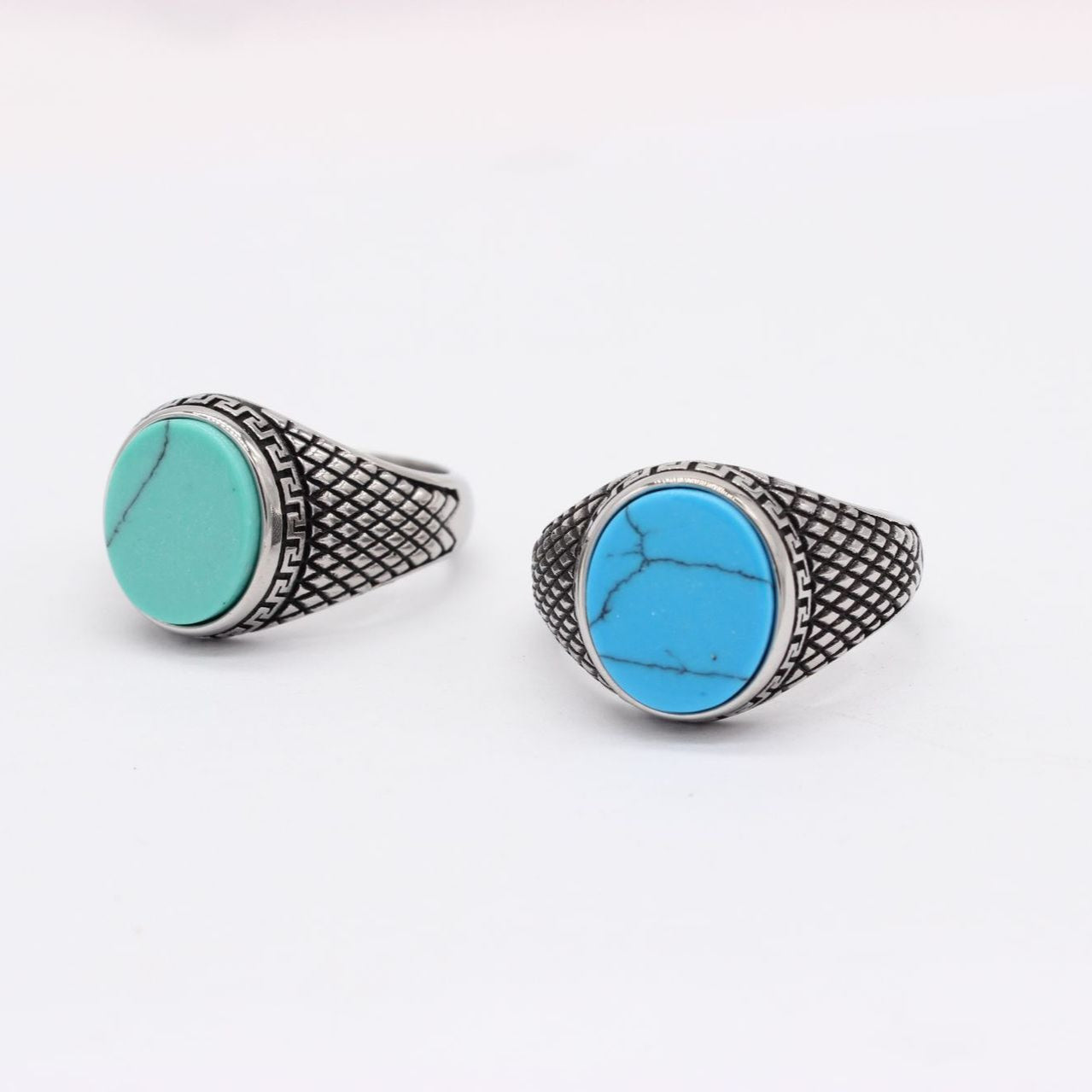 Planderful Turquoise Gemstone Titanium Steel Ring For Men Unisex Protection Statement Everyday Genie