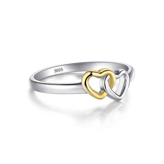 Heart-shaped Sterling Silver Hollow Ring for Women