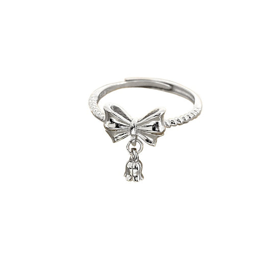 Planderful Sweet Bow Lily of the Valley Ring – Elegant Sterling Silver Fashion Accessory