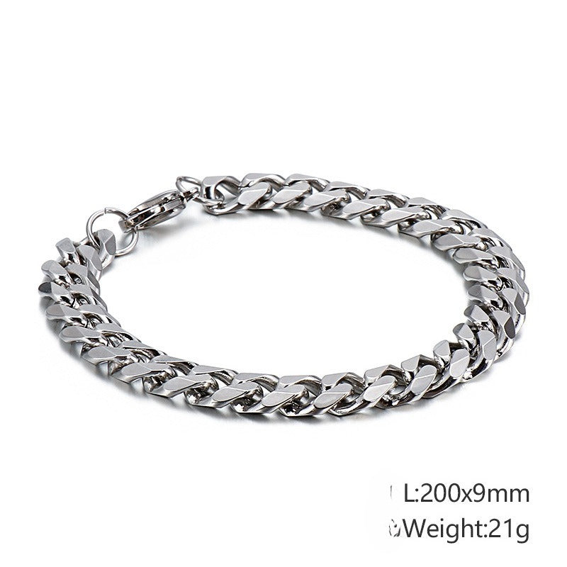 Six-Sided Grinding Stainless Steel Chain – Men's Titanium Steel Tide Bracelet