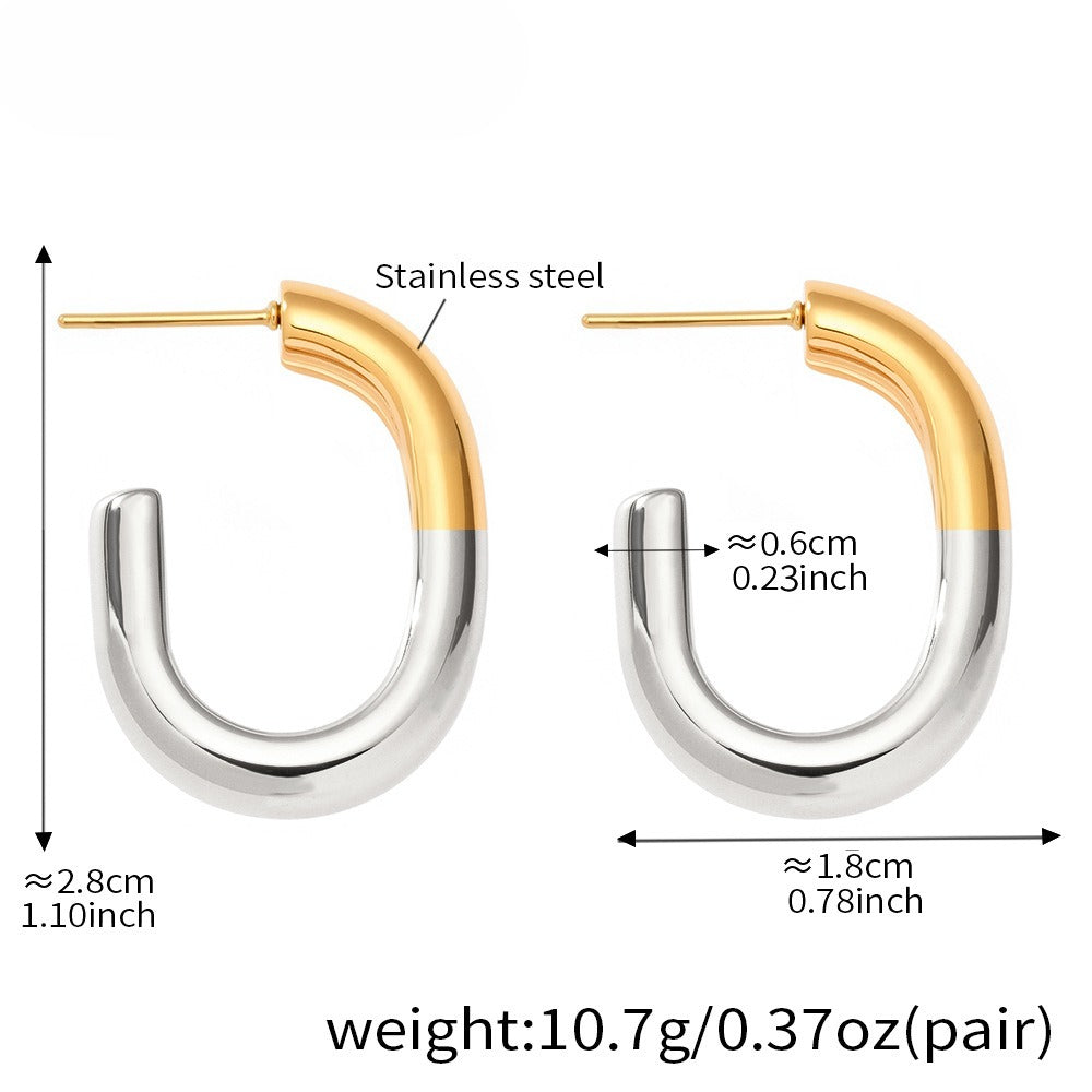 Planderful Ladies Genie Double Layer C Shaped Earrings 18K