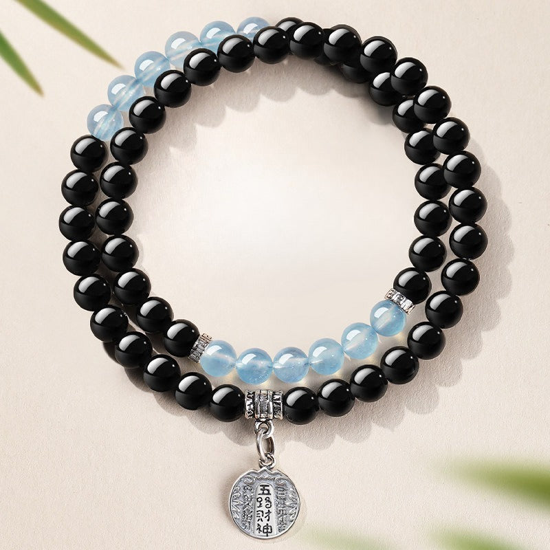 Aquamarine Obsidian Crystal Bracelet