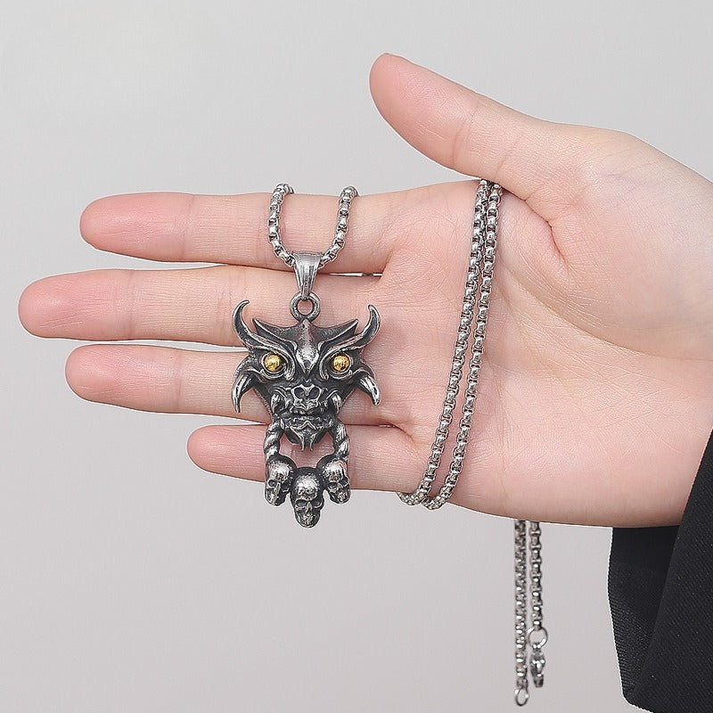 Stainless Steel Necklace – Elegant Ghost Head Sacrifice Inspired Men's Pendant For Everyday Wear Planderful