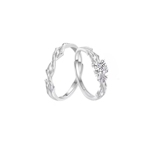 Planderful Sterling Silver Weave Couple Ring Girlfriend
