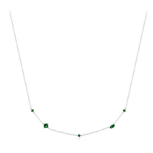 Vintage Emerald Green Zircon Sterling Silver Necklace