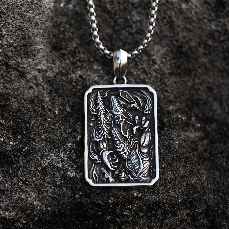 Stylish Retro Black and White Titanium Steel Pendant for Men - Unique Personality Design
