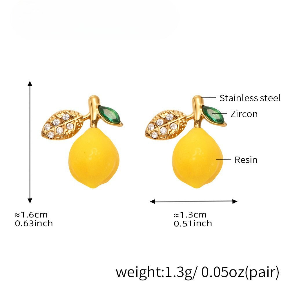 Planderful Lemon Resin Daisy Stud Earrings For Girls