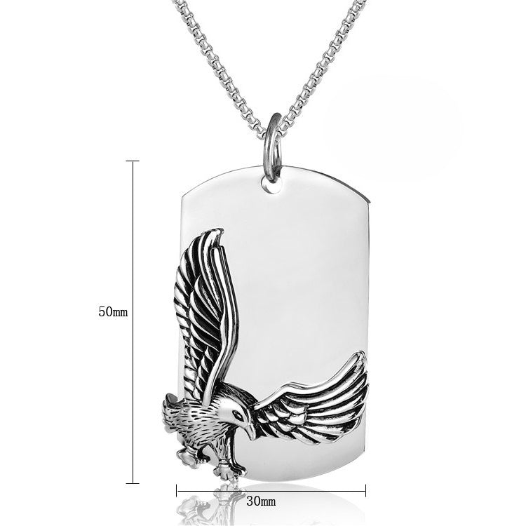 Planderful Titanium Steel Necklace Pendant With Bold Eagle Retro Punk Army Style Unisex Protection Statement