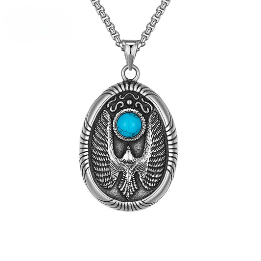 Turquoise Necklace – Statement Men's Locomotive Tag