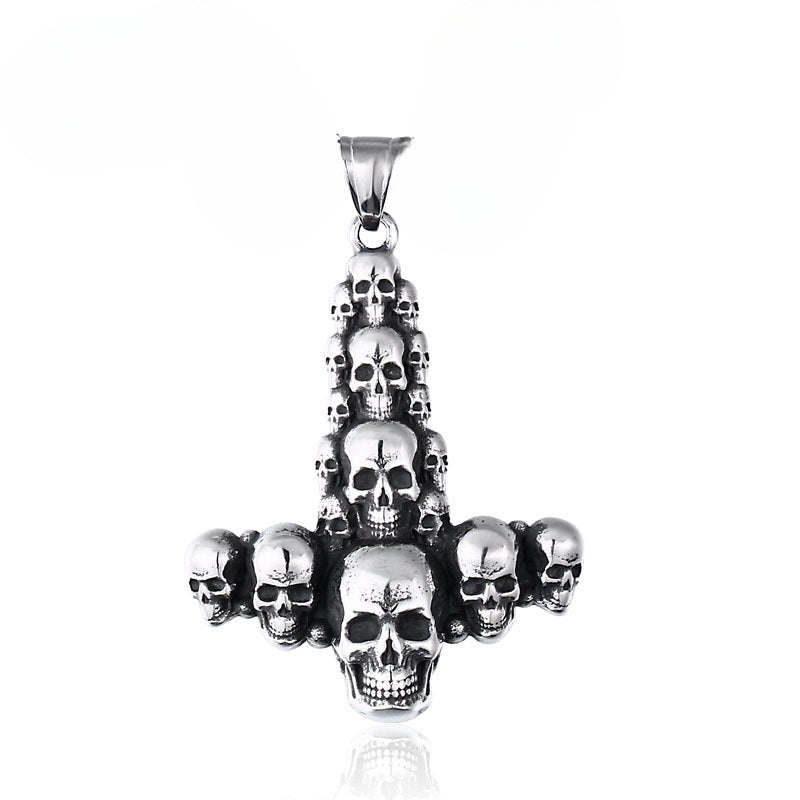 Titanium Steel Skull Cross Pendant for Men - Retro Wholesale Jewelry