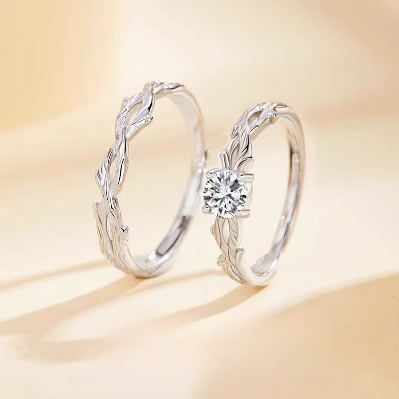 Planderful Sterling Silver Weave Couple Ring Girlfriend