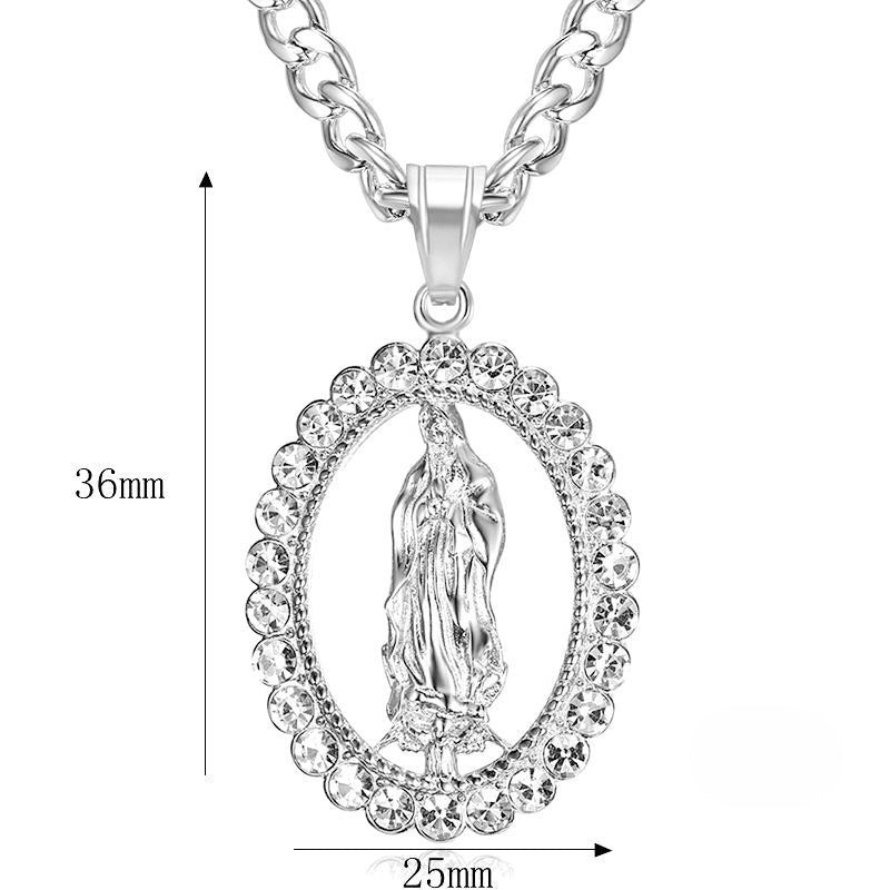 Planderful Titanium Steel Gold Plated Rhinestone Hip Hop Pendant Necklace For Men And Women