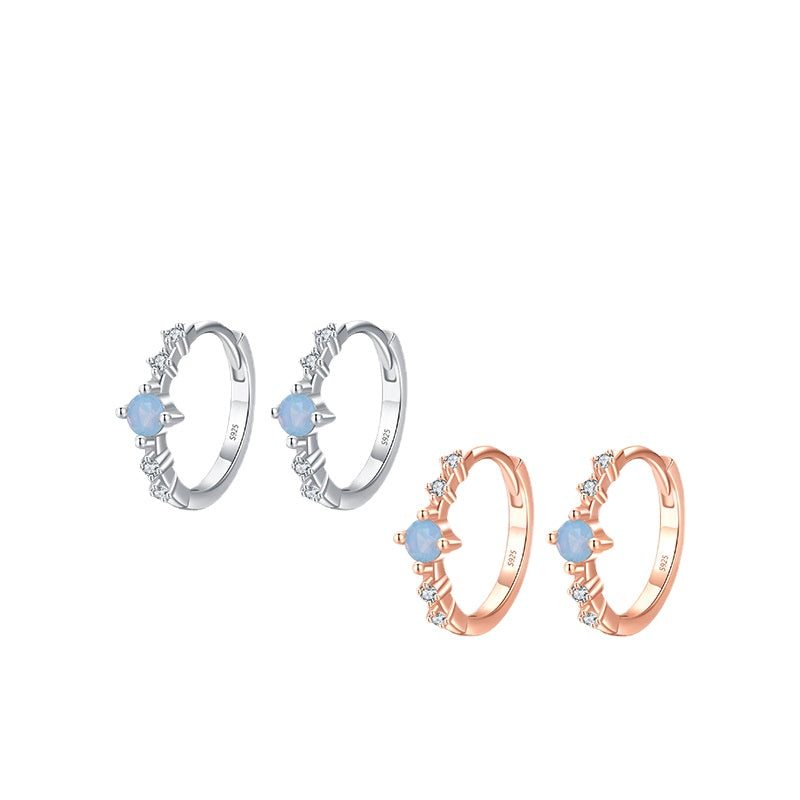 S925 Pure Silver Crystal Zircon Earrings with Unique Japanese Small Fresh Design by Planderful Collection