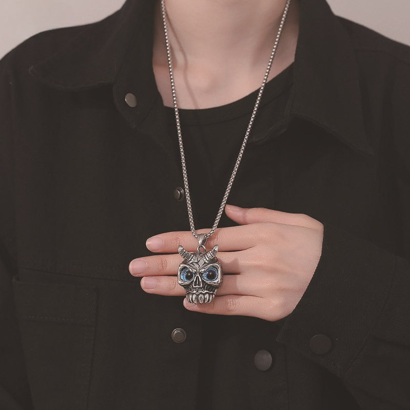 Titanium Steel Necklace – Statement Gothic Skull