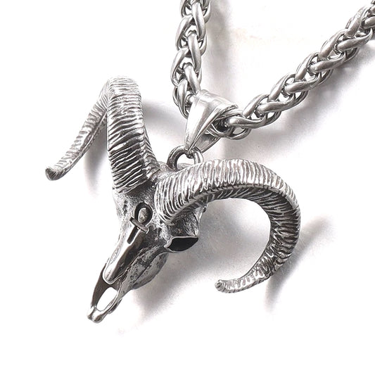 Sheep Head Pendant Stainless Steel Titanium Punk Retro Necklace By Planderful Everyday Genie For Men